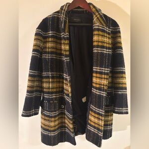 Zara  JUNIORS Wool Blend,Plaid Jacket. Yellow & Black,size 5,2 slit pockets,